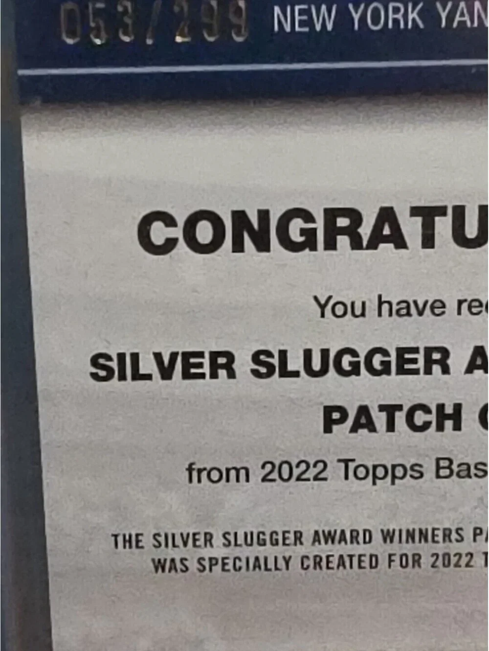2022 Topps Series 2 Aaron Judge Silver Slugger Award #’d/299 New York Yankees